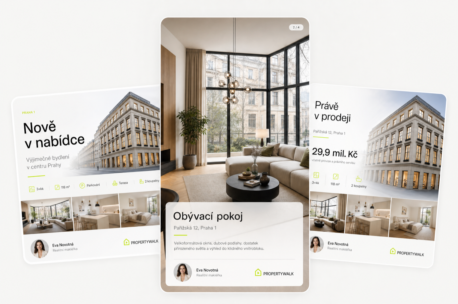 Ukázka marketingového balíčku PropertyWalk pro realitní nabídku